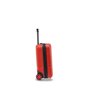 Profilansicht des leichten Business-Handgepäcks in Red mit stabilem Standfuß für sicheren Halt