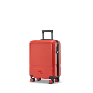 3D-Ansicht schräg von vorne des NeoGo Freestyle Trolleys in Red mit glatter Frontseite für individuelle Werbemittel-Logos